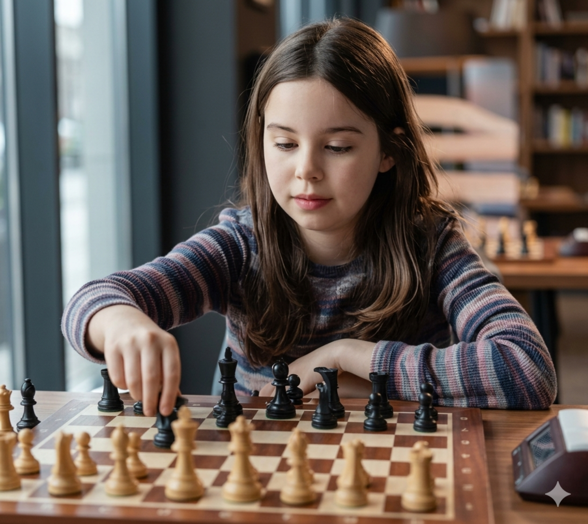 Student playing chess